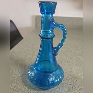 Vintage JIM BEAM Blue Glass Genie Bottle Decanter, no stopper.